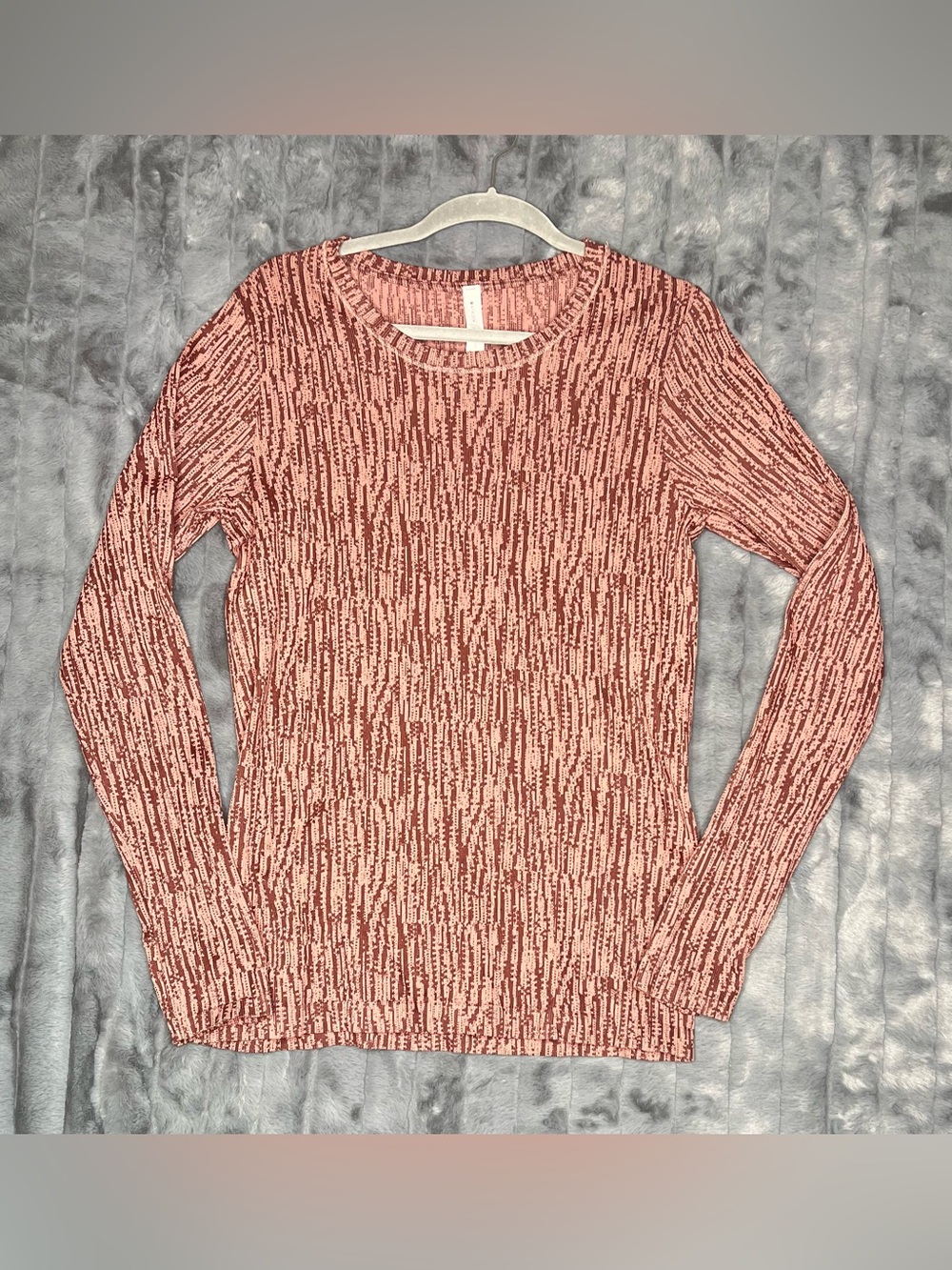 Athleta Flurry Elemental Top Women’s Large Pink Brown Textured LS Activewear